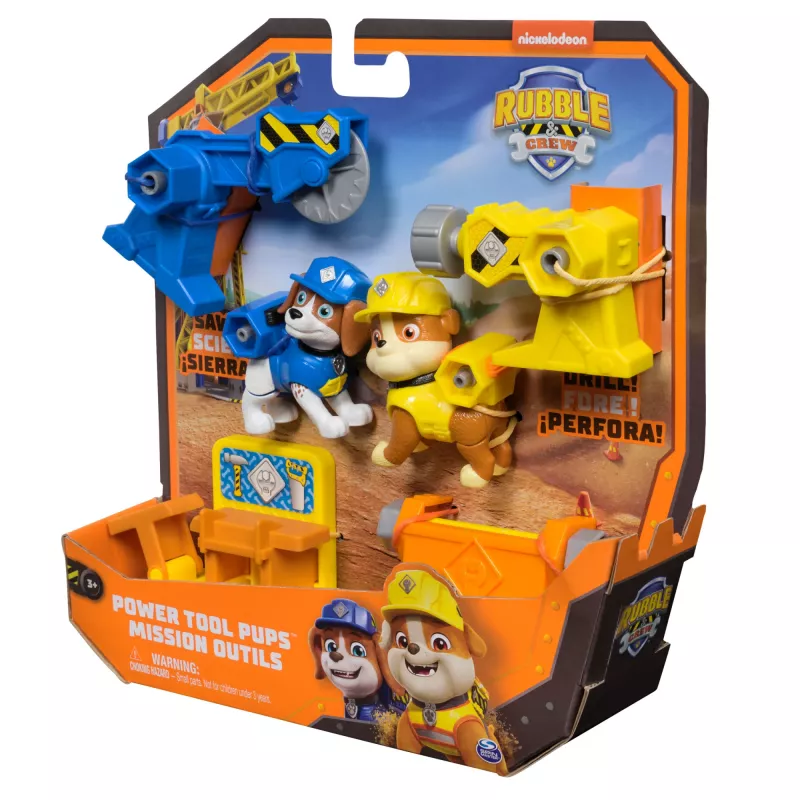 Figūrėlių rinkinys Nerūšiuotas Rubble & Wheeler Power Tool Pups su 2 įrankiais ir 2 statybų reikmenimis, amžius 3+