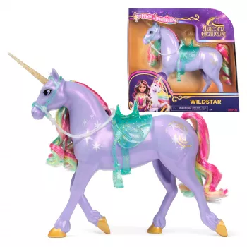 Spin Master Unicorn Academy Wildstar vienaragio figūrėlė 11 colių su permatomu balnu ir kamanomis, įvairiaspalvė, plastikinė, nuo 4 m.