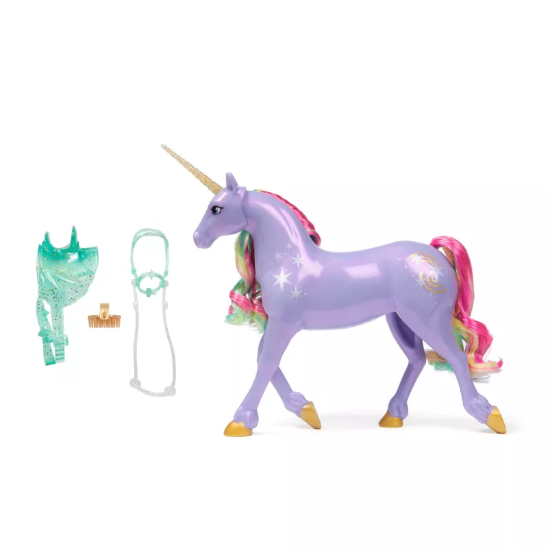 Spin Master Unicorn Academy Wildstar vienaragio figūrėlė 11 colių su permatomu balnu ir kamanomis, įvairiaspalvė, plastikinė, nuo 4 m.