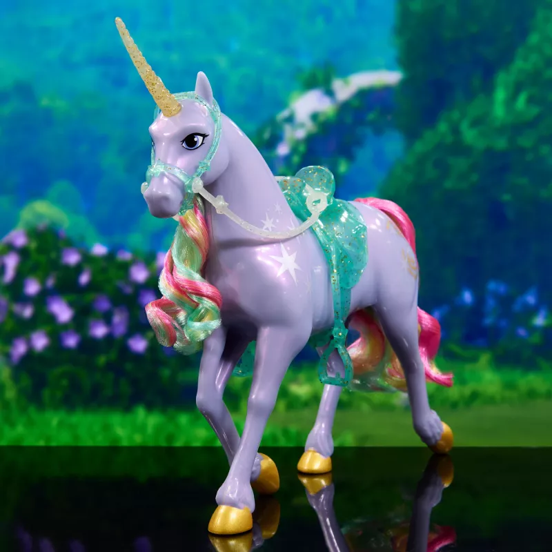 Spin Master Unicorn Academy Wildstar vienaragio figūrėlė 11 colių su permatomu balnu ir kamanomis, įvairiaspalvė, plastikinė, nuo 4 m.