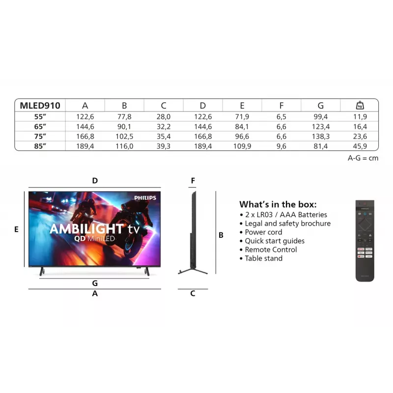 Televizorius Philips 85MLED910/12 85 colių 4K Ultra HD QD-Mini LED 3840 x 2160