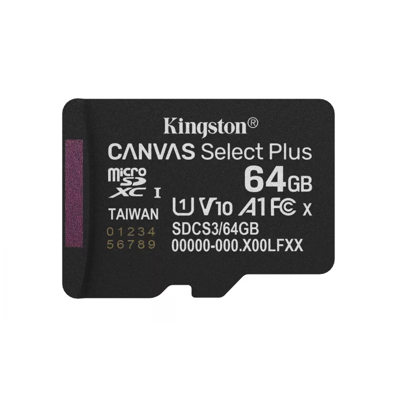 Kingston Technology 64GB micSDXC Canvas Select Plus Gen3 100R A1 viena pakuotė w/o ADP
