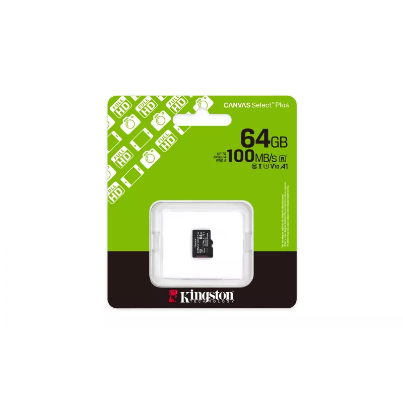 Kingston Technology 64GB micSDXC Canvas Select Plus Gen3 100R A1 viena pakuotė w/o ADP