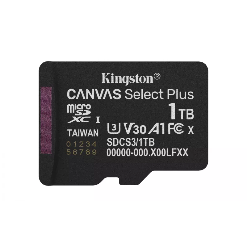Kingston Technology 1TB micSDXC Canvas Select Plus Gen3 150R A1 viena pakuotė w/o ADP