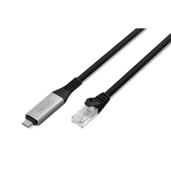 DIGITUS USB-C 3.2 Gen1 - RJ45 Ethernet laidas - CAT6a S/FTP juodas - 5 m