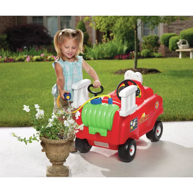Little Tikes Spray & Rescue Fire Truck, 1,5 m., 4 ratai, Plastikas, Juoda, Raudona, Balta