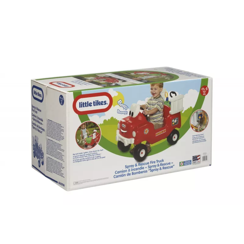 Little Tikes Spray & Rescue Fire Truck, 1,5 m., 4 ratai, Plastikas, Juoda, Raudona, Balta
