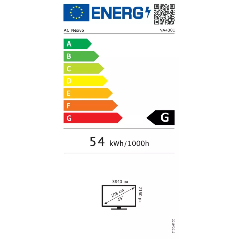 AG Neovo VA4301 Skaitmeninės informacinės plokštumos ekranas 108 cm (42.5 col.) LED 350 cd/m² 4K Ultra HD Juoda