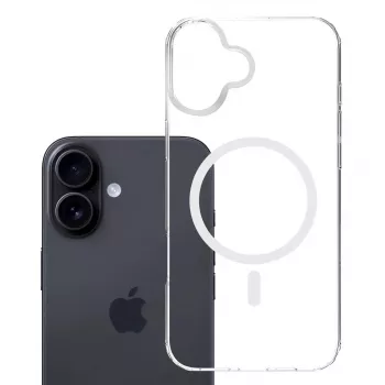 Dangtelis mobiliajam telefonui 3MK Armor MagCase, skirtas iPhone 16, 6,1 colio (15,5 cm), permatomas, PC+TPU