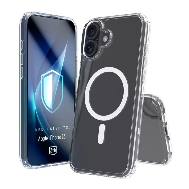 Dangtelis mobiliajam telefonui 3MK Armor MagCase, skirtas iPhone 16, 6,1 colio (15,5 cm), permatomas, PC+TPU