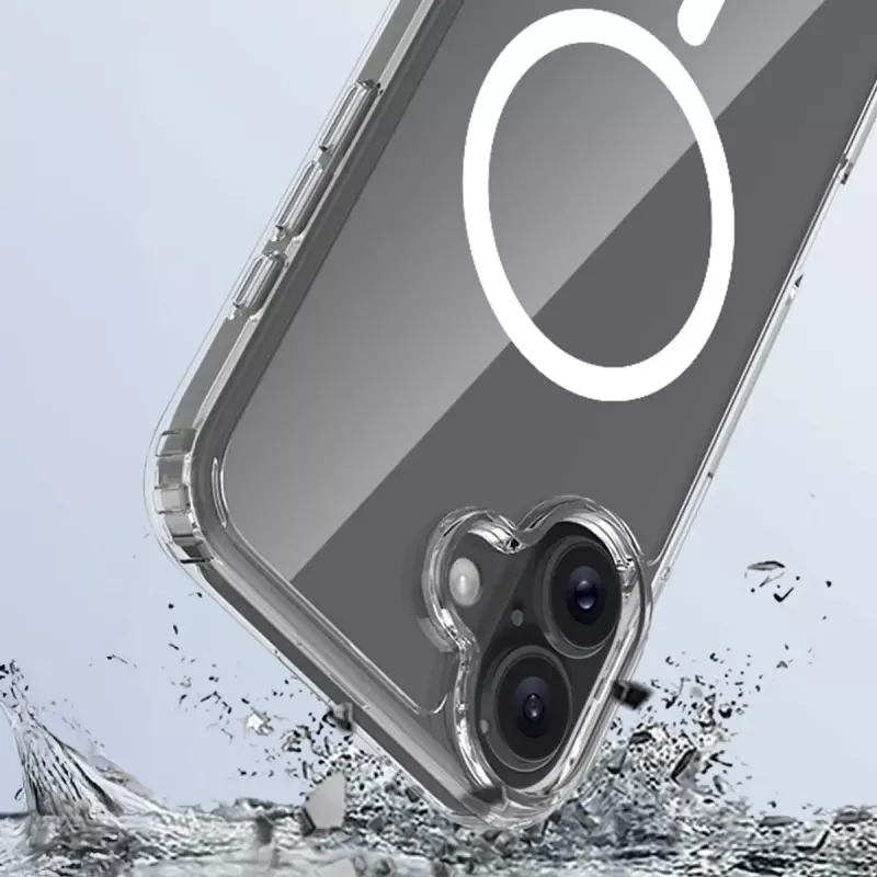 Dangtelis mobiliajam telefonui 3MK Armor MagCase, skirtas iPhone 16, 6,1 colio (15,5 cm), permatomas, PC+TPU
