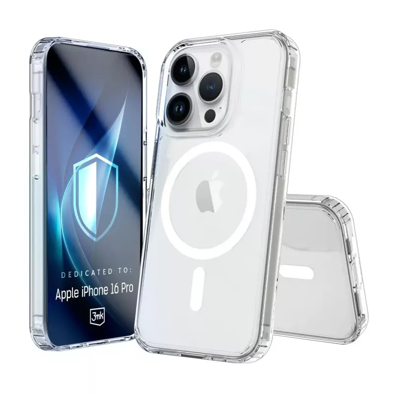 Mobiliojo telefono dėklas 3MK Armor MagCase, skirtas iPhone 16 Pro, permatomas, 16 cm (6,3 col.) ekranui, PC+TPU
