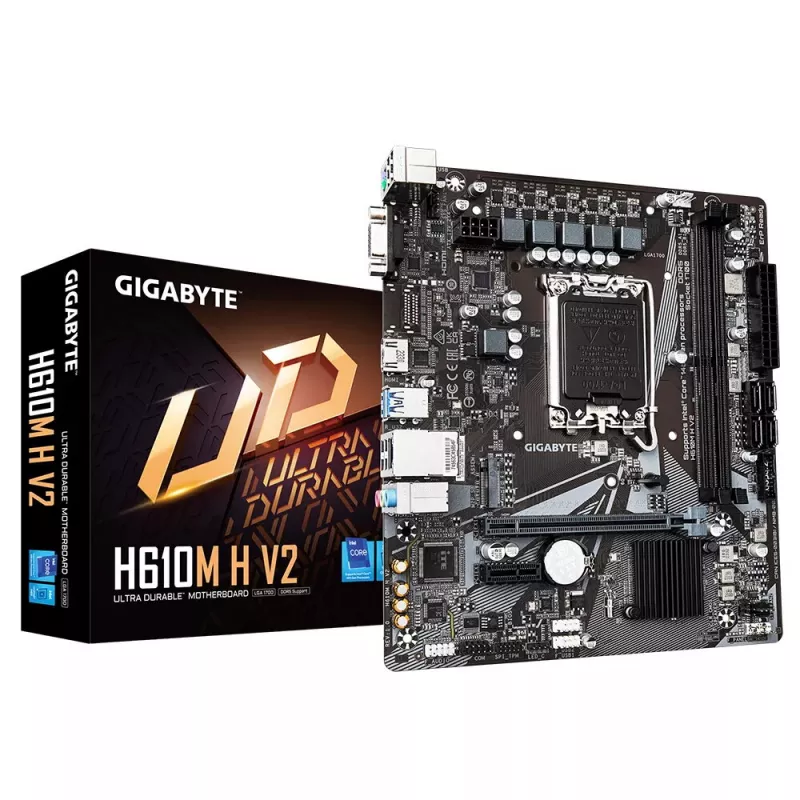 GIGABYTE H610M H V2 pagrindinė plokštė, Intel H610, LGA 1700, Micro ATX