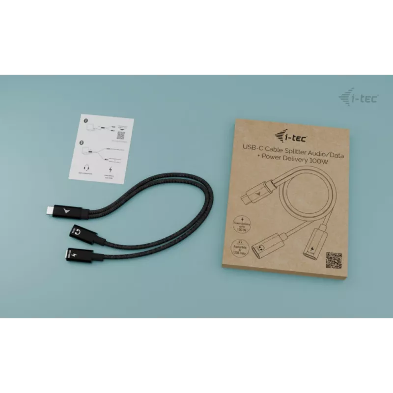 i-tec USB-C kabelio skirstytuvas garsui/duomenims + maitinimo tiekimas 100W