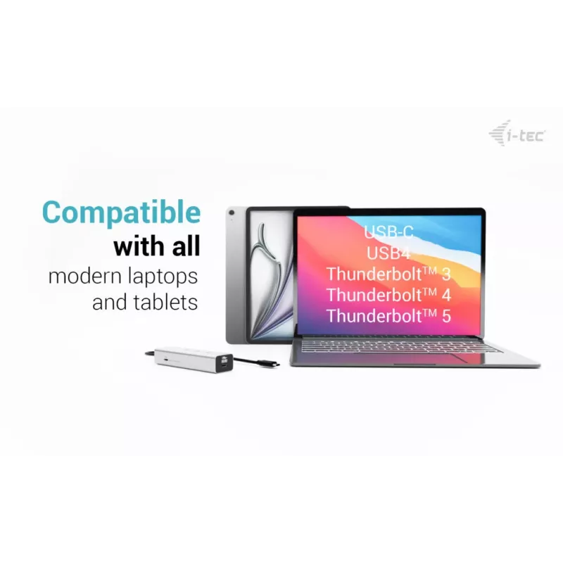 i-tec Metal USB-C Charging HUB 5 prievadų su USB-C vaizdo išvestimi 8K + Power Delivery 85W