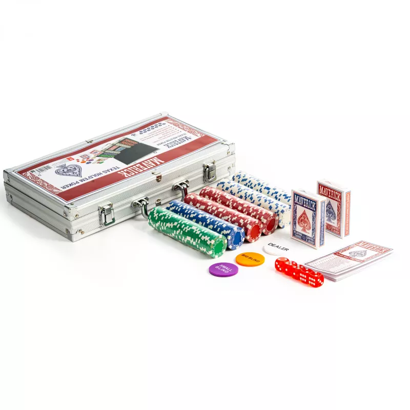 Pokerio rinkinys Cartamundi Maverick — plastikinės žetonai 11,5 g, dėklas 385×240×65 mm
