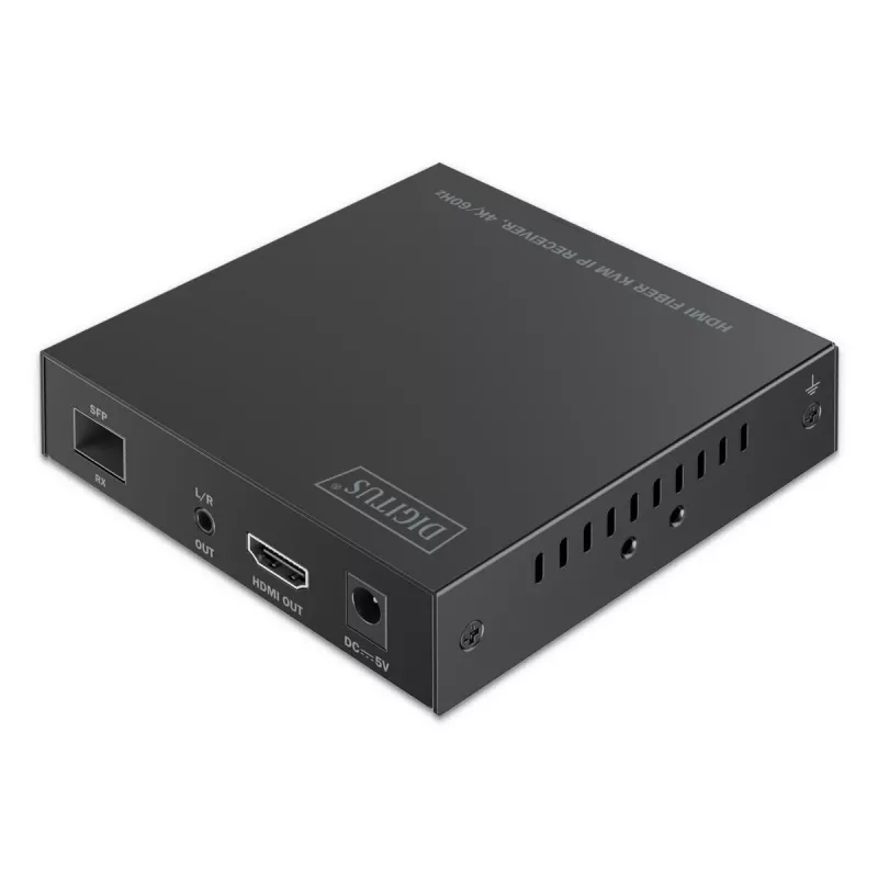 DIGITUS HDMI optinio pluošto imtuvas - skirtas DS-55348 4K/60Hz 40 km/300m IP 1G Juodas