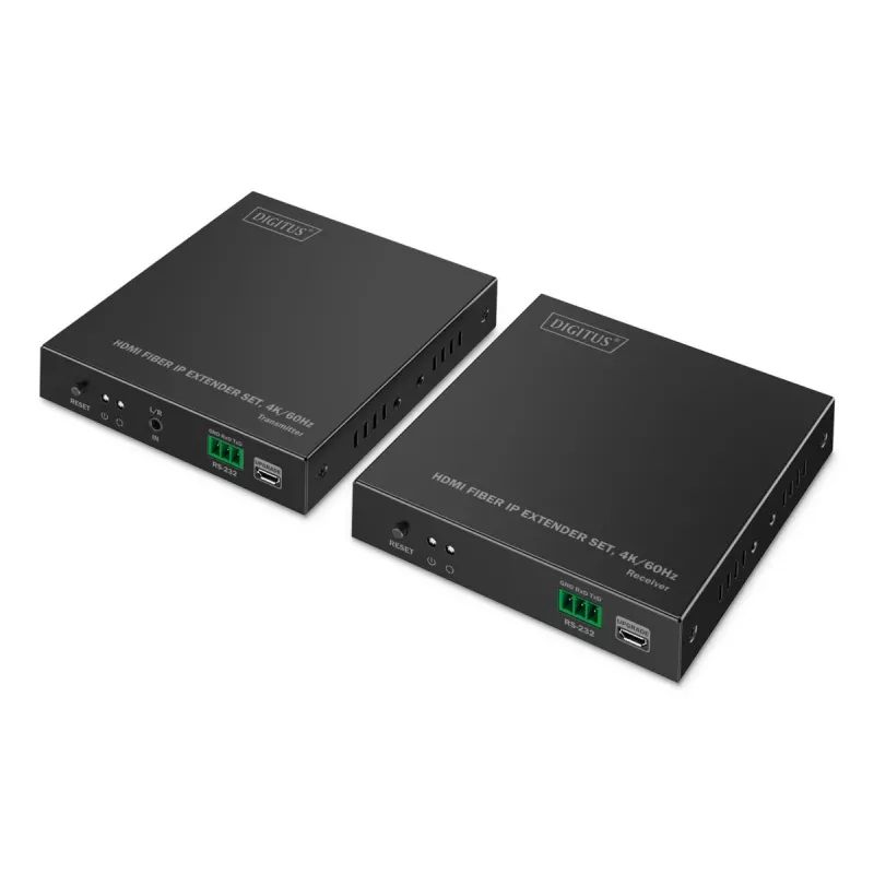 DIGITUS HDMI šviesolaidinis plėtiklio rinkinys - 4K/60Hz, 40 km/300m, juodas