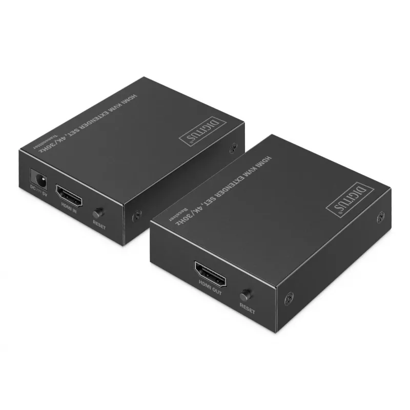 DIGITUS HDMI KVM plėtiklio rinkinys - 4K/30Hz 40/70m PoC CAT juoda