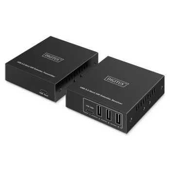 USB 3.2 Gen1 CAT ilgintuvas DIGITUS DA-73121 — 5 Gbps, 4 prievadai (3× USB-A, 1× USB-C), 100 m, DC maitinimas