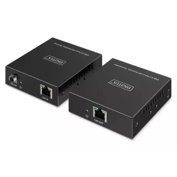 USB 3.2 Gen1 CAT ilgintuvas DIGITUS DA-73121 — 5 Gbps, 4 prievadai (3× USB-A, 1× USB-C), 100 m, DC maitinimas