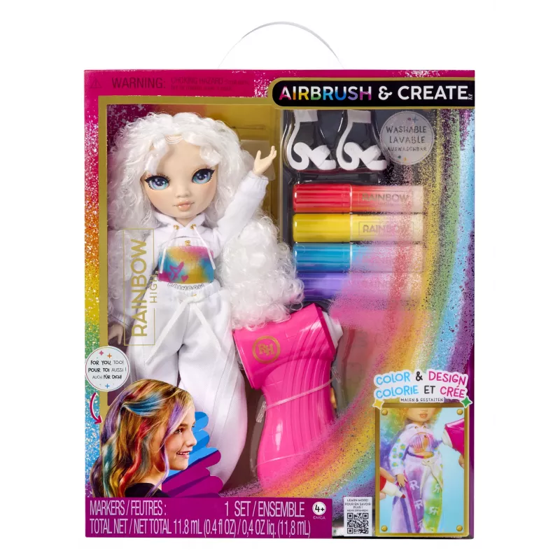 Rainbow High Air Brush & Create Fashion Dolls -Žalios akys, Madų lėlė, Moteriška, 4 m., Berniukas/Mergaitė, 280 mm, Daugiaspalvė