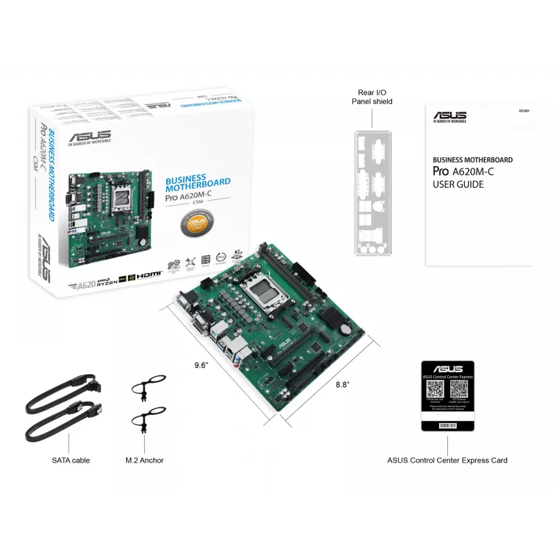 Motininė plokštė ASUS PRO A620M-C-CSM AMD A620 Socket AM5 micro ATX