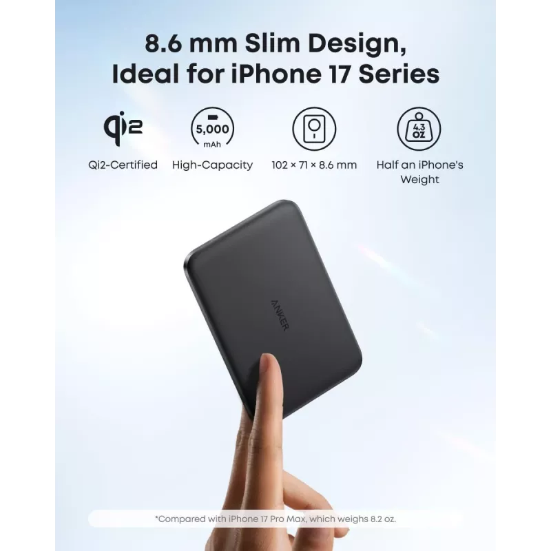 ANKER Nano Magnetic Wireless Power Bank 5000mah 15w Juoda