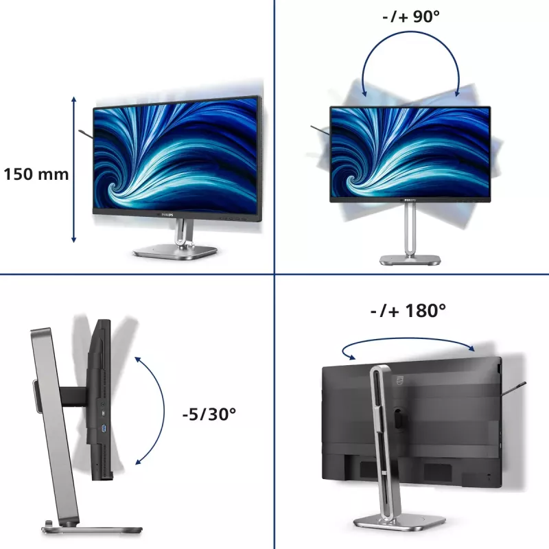 Philips 4000 serijos 24B2N4200/00 kompiuterio monitorius 60,5 cm (23,8 colio) 1920 x 1080 pikselių Full HD LCD pilkas