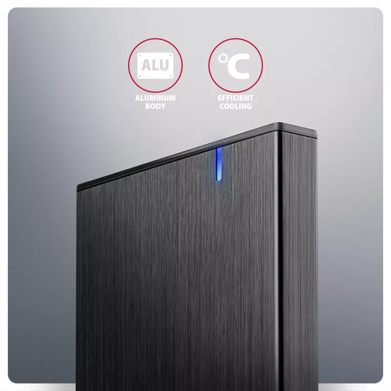 Axagon EE25-XA6C kompaktiška aliumininė USB-C 5 Gbps – SATA 6G išorinė dėžutė 2,5 colio SSD/HDD
