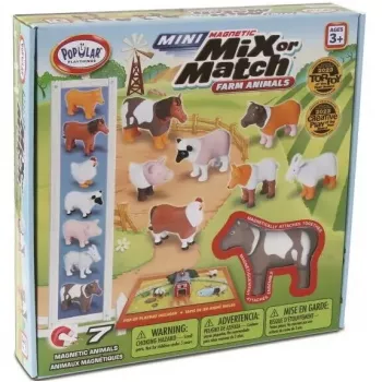 MALIK Magnetic Mini Animals Set 62333 — Ūkio tematikos magnetinių žaislų figūrėlės mažyliams