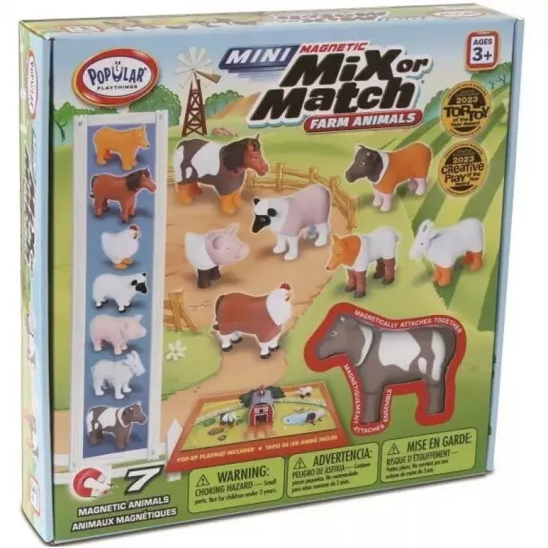 MALIK Magnetic Mini Animals Set 62333 — Ūkio tematikos magnetinių žaislų figūrėlės mažyliams