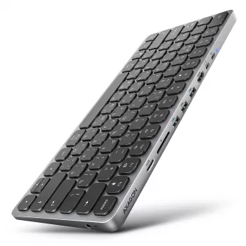 Axagon HMC-KB-CRL, USB 5Gbps šakotuvas su klaviatūra, HDMI 4K/60Hz, 3x USB-A, SD/mSD, garso lizdas, PD100, kirilicos išdėstymas