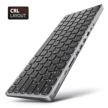 Axagon HMC-KB-CRL, USB 5Gbps šakotuvas su klaviatūra, HDMI 4K/60Hz, 3x USB-A, SD/mSD, garso lizdas, PD100, kirilicos išdėstymas