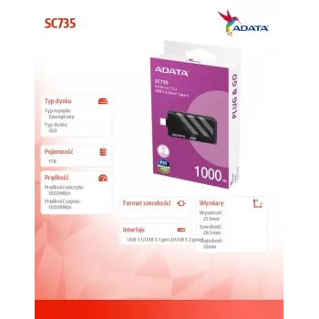 SSD diskas ADATA 1TB išorinis 2,5 colio U3.2C SC735