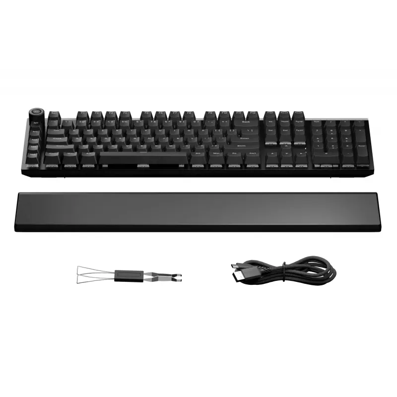 Mechaninė žaidimų klaviatūra be quiet! Light Mount Silent Tactile USB QWERTY US English, RGB, pilno dydžio, USB Type-A – Type-C laidas