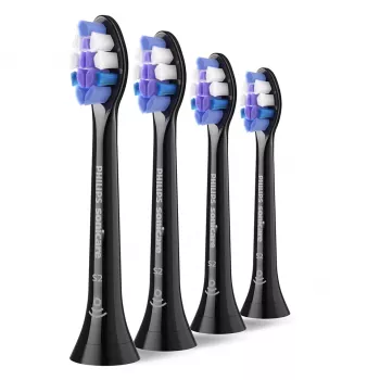 Dantų šepetėlių galvutės Philips HX6054/88 — 4 vnt. pakuotė, itin minkšti šereliai, juodos