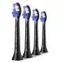 Dantų šepetėlių galvutės Philips HX6054/88 — 4 vnt. pakuotė, itin minkšti šereliai, juodos