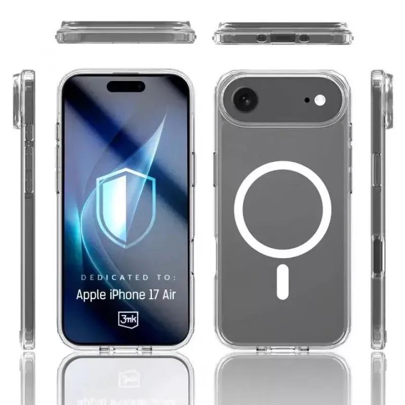 3MK telefono dėklas Apple iPhone 17 Air — permatomas TPU/PU dėklas, tinka 6,5 colių (16,5 cm) ekranui