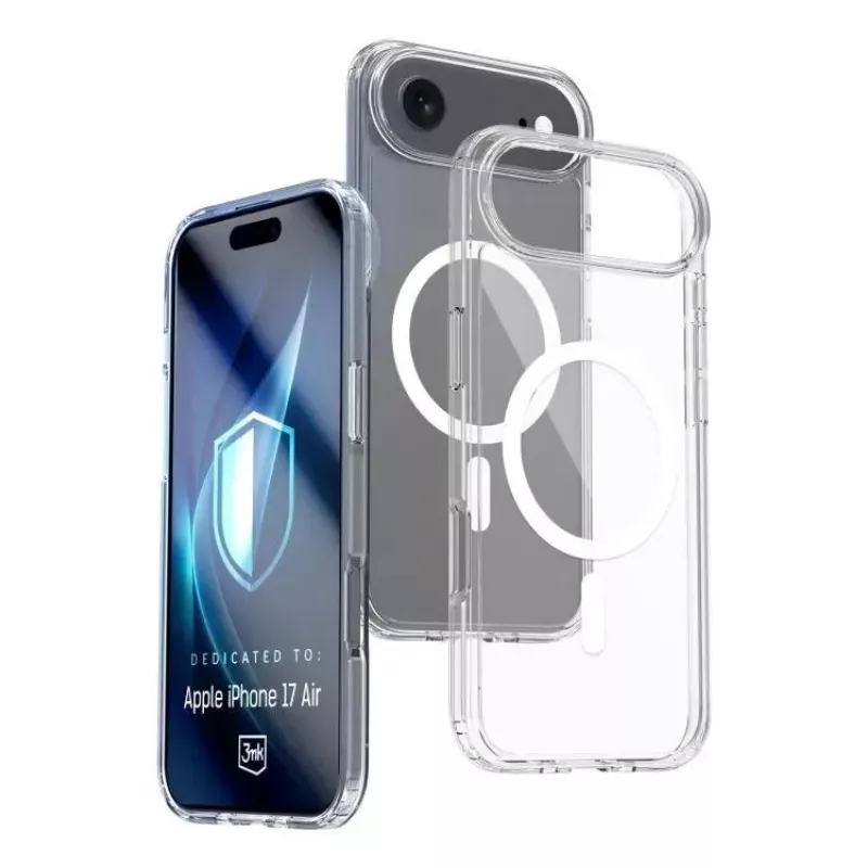 3MK telefono dėklas Apple iPhone 17 Air — permatomas TPU/PU dėklas, tinka 6,5 colių (16,5 cm) ekranui