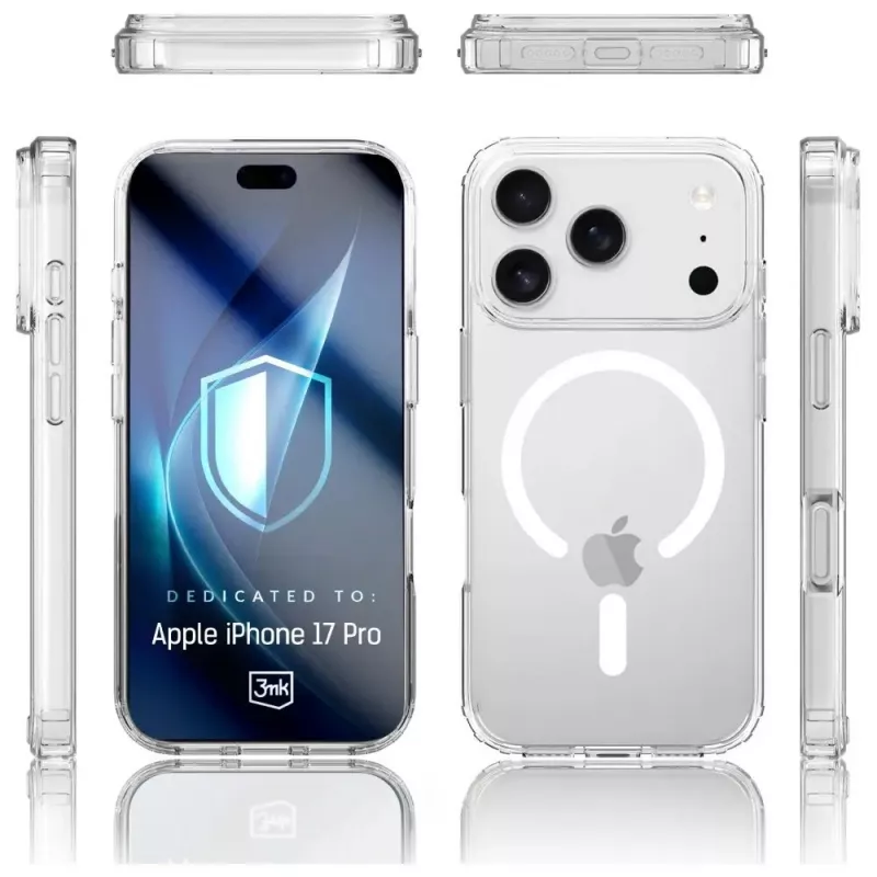 Apsauginis dėklas 3MK Armor MagCase, skirtas Apple iPhone 17 Pro, magnetinis tvirtinimas, permatoma / dūminė apdaila