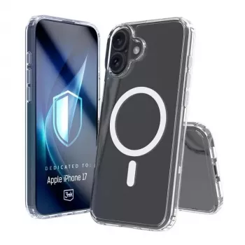 Telefono dėklas 3MK, skirtas Apple iPhone 17, permatomas TPU/PU dėklas, 6,3 colio (16 cm) ekranui