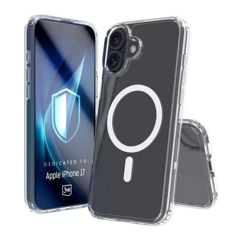Telefono dėklas 3MK, skirtas Apple iPhone 17, permatomas TPU/PU dėklas, 6,3 colio (16 cm) ekranui