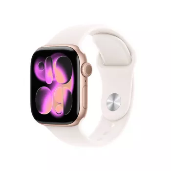 Apple Watch Series 11 GPS 42mm rožinio aukso aliuminio korpusas, šviesiai rožinis sportinis dirželis S/M