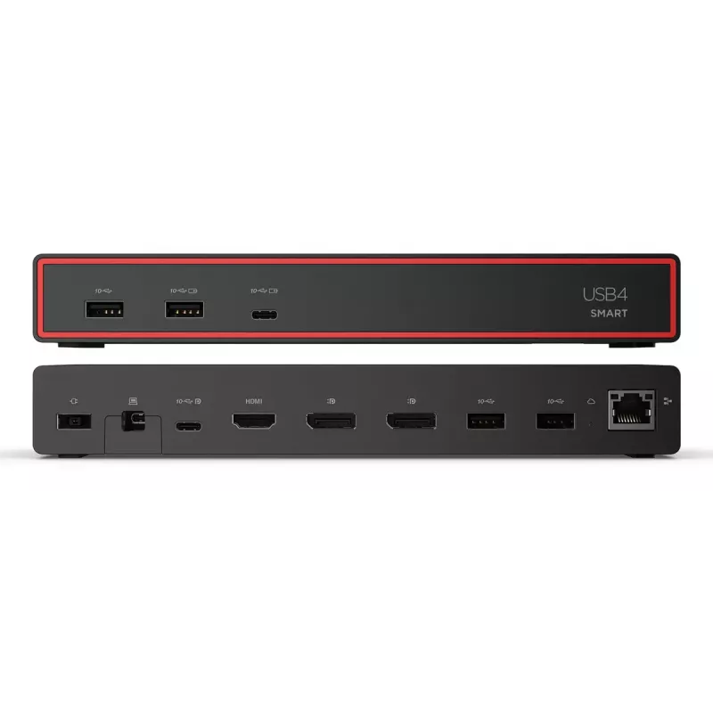 Prijungimo stotelė Lenovo ThinkPad USB4 Smart Dock 5500 — USB4 priegloba, 4x USB-A Gen2, HDMI, Gigabit Ethernet, 135W adapteris, Eclipse Juoda