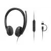 Lenovo VoIP Headset 5000 Laidinės ausinės su galvos lankeliu Biurui / Skambučių centrui USB Type-C Juodos