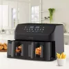 Karšto oro gruzdintuvė Maestro MR-758, du krepšeliai po 2×4,5 l talpos, 1400–1800W, reguliuojama 80–200°C, 8 programos, 30 min laikmatis