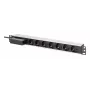 DIGITUS PDU - 1U aliuminis stovas 7x apsauginiai lizdai 16A 4000W 250VAC 50/60Hz 1x grandinės pertraukiklis