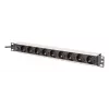 DIGITUS PDU - 1U aliuminis montuojamas stelažuose 8x CEE 7/7 lizdas 1x lizdas 10A kištukas 250 V AC 50/60 Hz IEC C14 kištukas išankstinis saugiklis