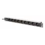 DIGITUS PDU - 1U aliuminis montuojamas stelažuose 8x CEE 7/7 lizdas 1x lizdas 10A kištukas 250 V AC 50/60 Hz IEC C14 kištukas išankstinis saugiklis
